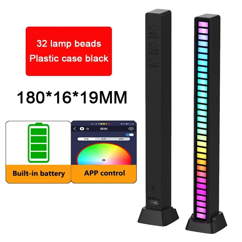 Tira de luces LED RGB, Control de sonido y música, lámpara ambiental de ritmo, luces nocturnas de ambiente para Bar, coche, habitación, TV, decoración para juegos