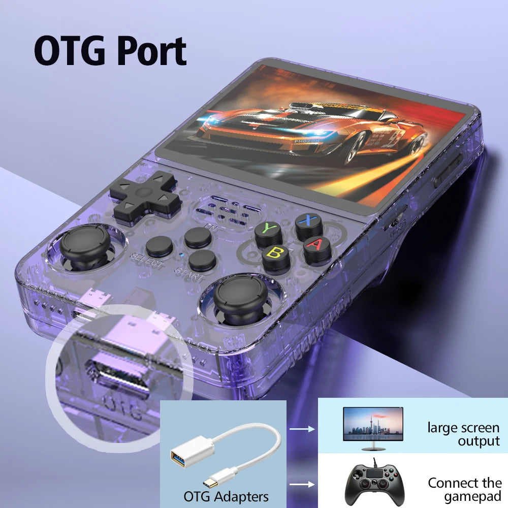 Consola de videojuegos portátil Retro R36S, 128G, sistema Linux, pantalla IPS de 3,5 pulgadas, R35s Pro, reproductor de vídeo de bolsillo portátil, 64GB de juegos