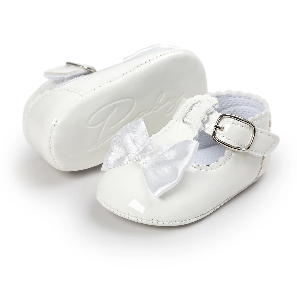 Meckior-zapatos antideslizantes con suela de goma y lazo para bebé, calzado clásico de PU para primeros pasos, cuna