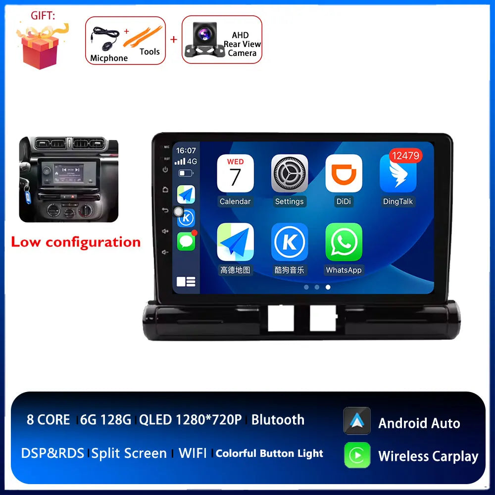 Android Auto radio de coche para Citroen C3/C3 aircross 2017-2023 C4/C4 Aircross reproductor multimedia 4G Autoradio GPS estéreo Carplay