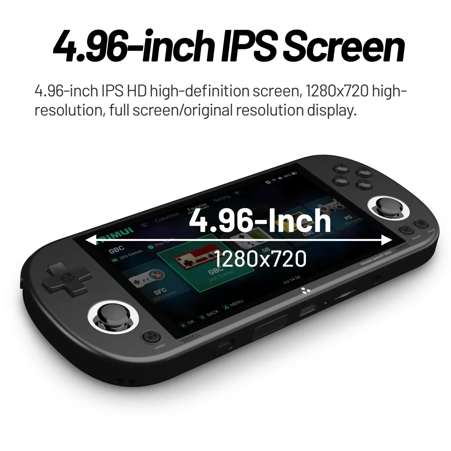 Trimui Smart Pro consola de juegos portátil pantalla IPS de 4,96 pulgadas sistema Linux Joystick iluminación RGB Smartpro reproductor de videojuegos Retro regalo