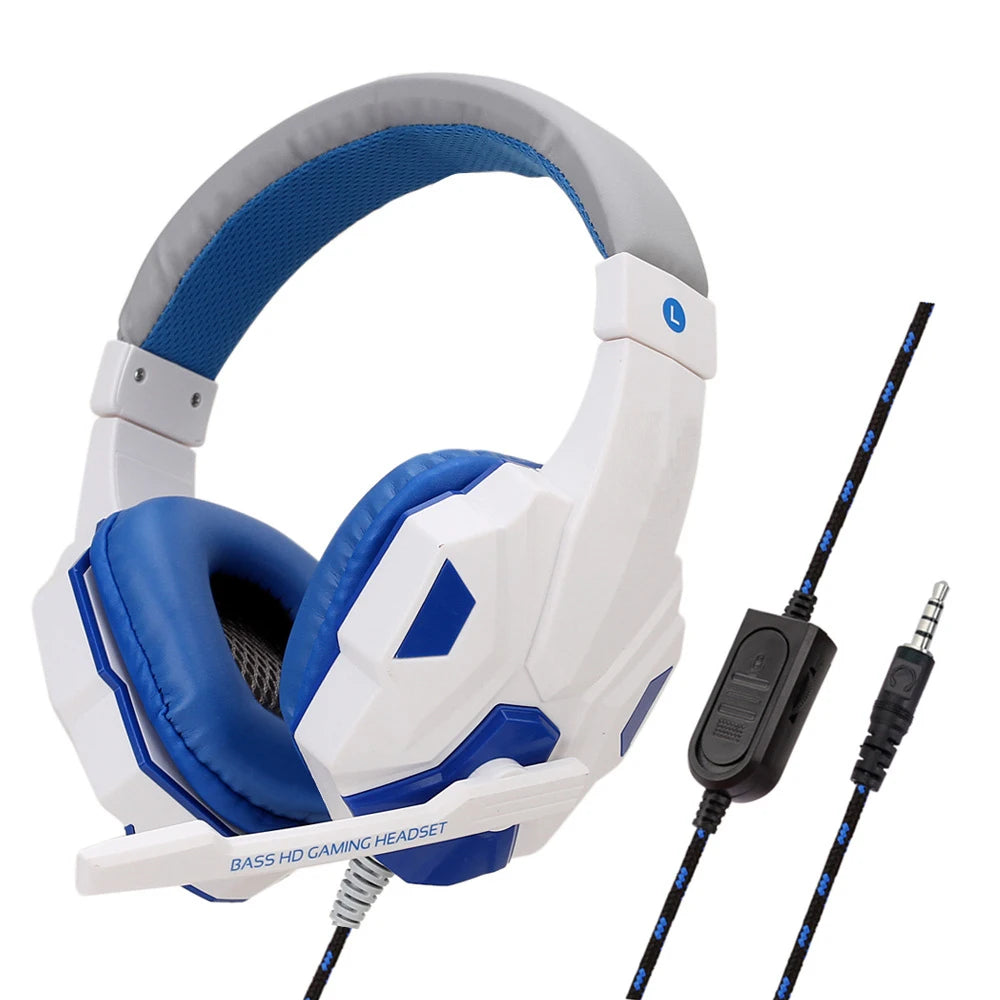 Auriculares para juegos con cable de 3,5 mm y micrófono 120 ° Auriculares estéreo ajustables para jugadores de PC, bajos, para PS4, PS5, Xbox, Smartphone y portátil