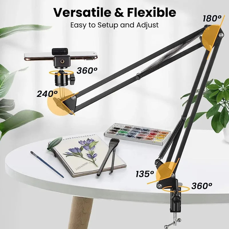 Trípode de brazo Flexible para soporte de teléfono, mesa, ancla doblada, escritorio en línea, portátil, vídeo, fotografía aérea en vivo