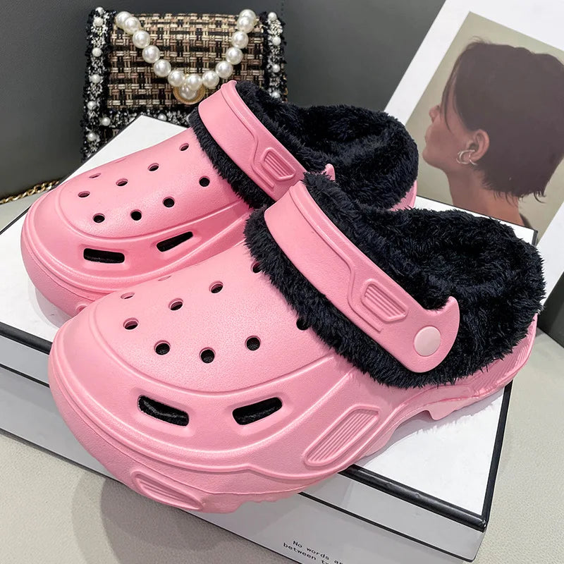 Zapatos de cueva EVA acolchados de invierno para hombres y mujeres, nuevos zapatos Baotou de fondo grueso, zapatillas de algodón cálidas para parejas, hombres y mujeres