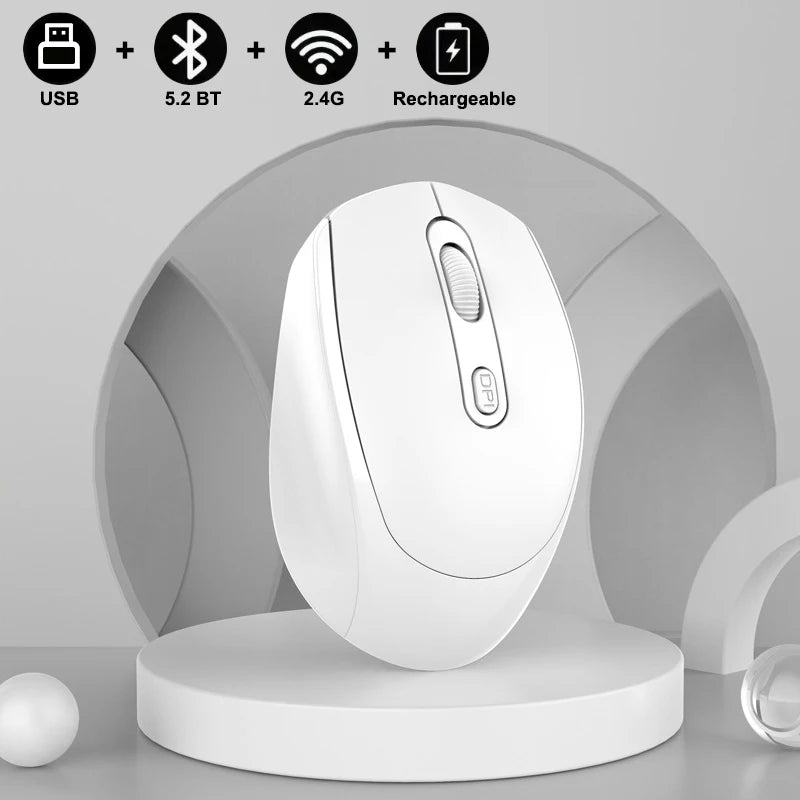 Ratón inalámbrico recargable compatible con Bluetooth, ratón óptico de 2,4G con USB RGB de 1600DPI para ordenador, portátil, PC, silencioso