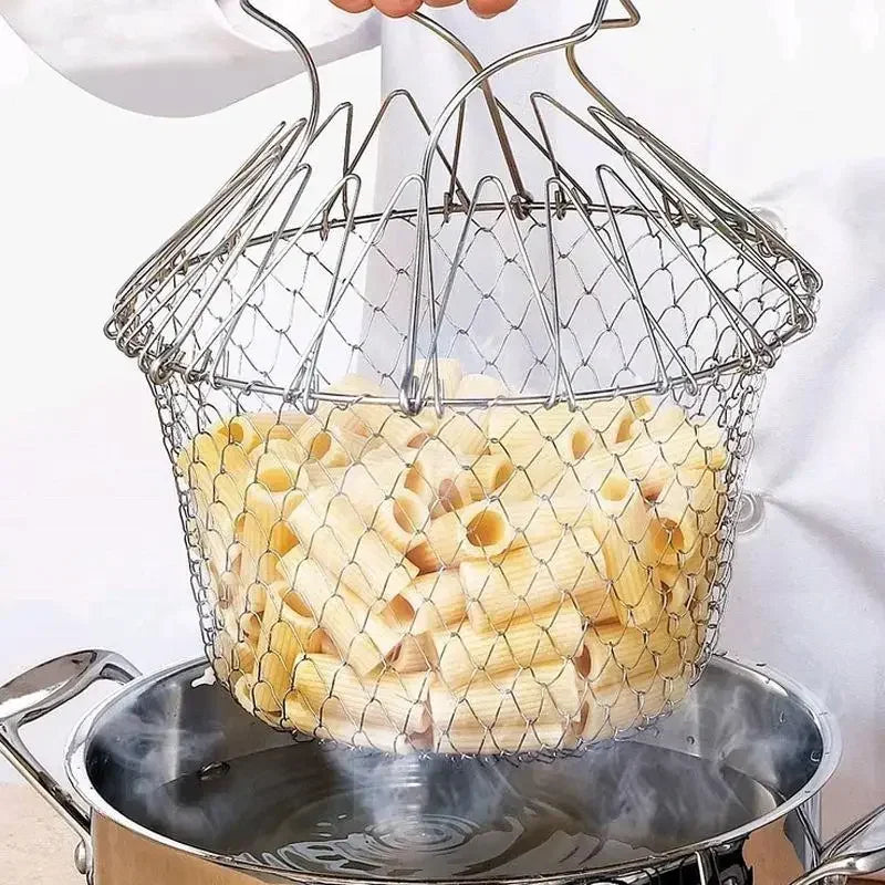 Cesta plegable para Chef francés, cesta mágica, cesta de malla, red coladora, 1 ud.