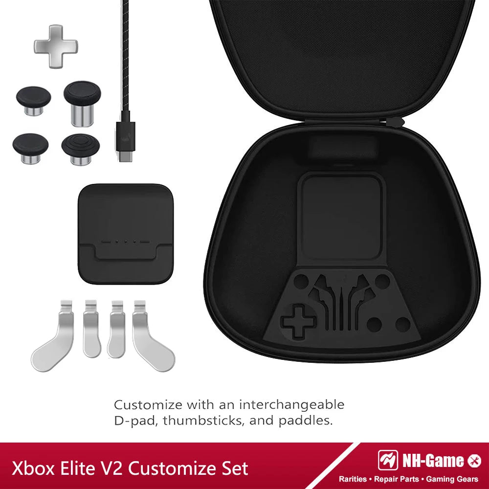 Kit de carcasa de repuesto para controlador Xbox Elite Series 2, funda frontal trasera LB RB, empuñaduras de botón de parachoques, bolsa de transporte
