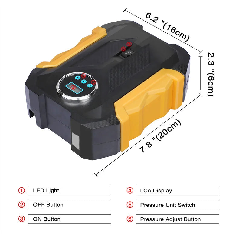 Bomba de compresor de neumáticos de aire portátil para coche, lámpara de luz LED Digital, Inflador de neumáticos, bomba de compresión, compresor para motocicleta