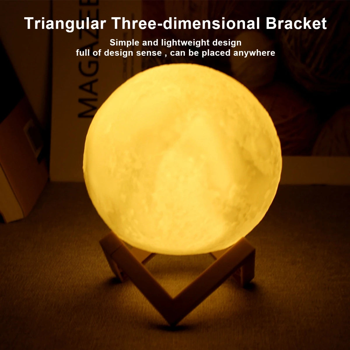 Lámpara de Luna de 8cm, luz LED nocturna alimentada por batería con soporte, lámpara estrellada, decoración de dormitorio, luces nocturnas, regalo para niños, lámpara de Luna