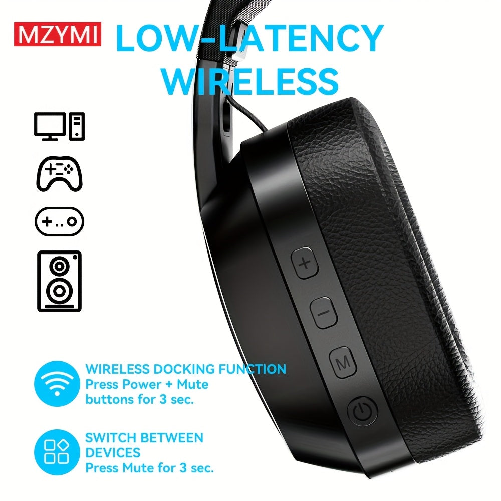 MZYMI GT100 2.4GHz/Wireless Gaming Headset for PlayStation 5 4, Gamer Headphones with Detachable Microphone for PS5, PS4, PC, Switch, Ultra-low Latency, 25 Hours Playtime, Wired Mode for Xbox Series