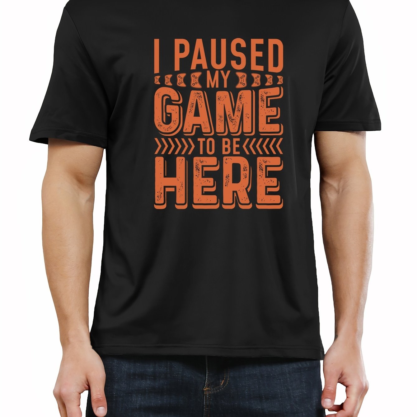 Unique Gamer Print Tee Shirt - Men's Casual Short Sleeve T-Shirts for Summer - Fun Gaming Humor Graphic Tee