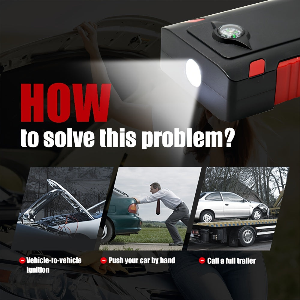 Portable Car Jump Starter - 12V 400A/600A Peak, 6000mAh/10000mAh Power Bank, Emergency Car Charger for 2.0L Gas Vehicles