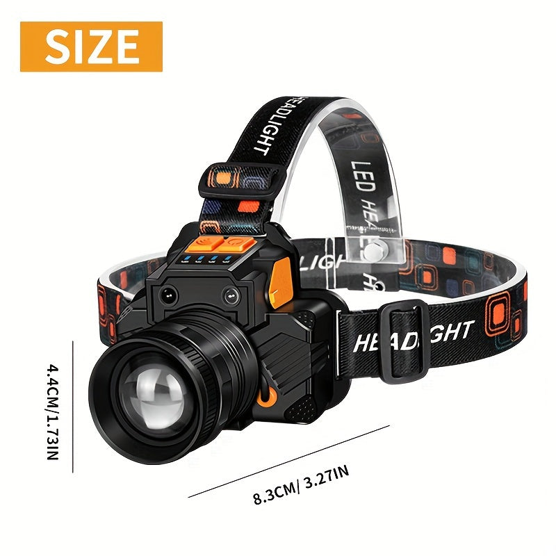 1pc Strong Light Charging Headlight Flashlight, High Lumen LED Headlight XHP160 Bright, 3 Modes Of Headlight Outdoor Fishing, Camping, Running, Hunting, Hiking Variable Focus Headlight Home Decoration Tools, Hardware, Work Su