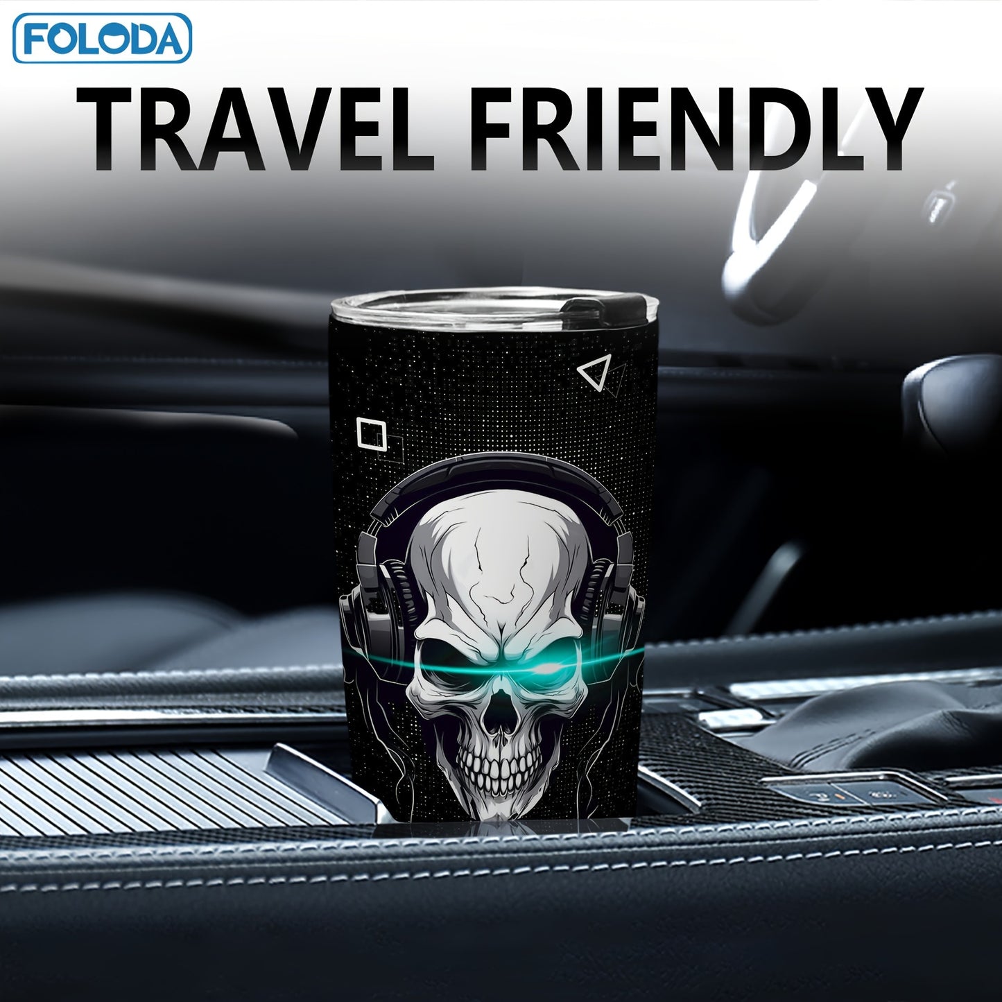 Foloda 1pc Skull Gamepad Gamer Gifts, Gaming Gifts, Gamer Gift Ideas, Christmas Birthday Gifts for Gamers, Cool Gamer Gifts for Men Teen Boys Girls Boyfriend, Game Cups, Gifts for Game Lovers Stainless Steel Tumbler with Lid