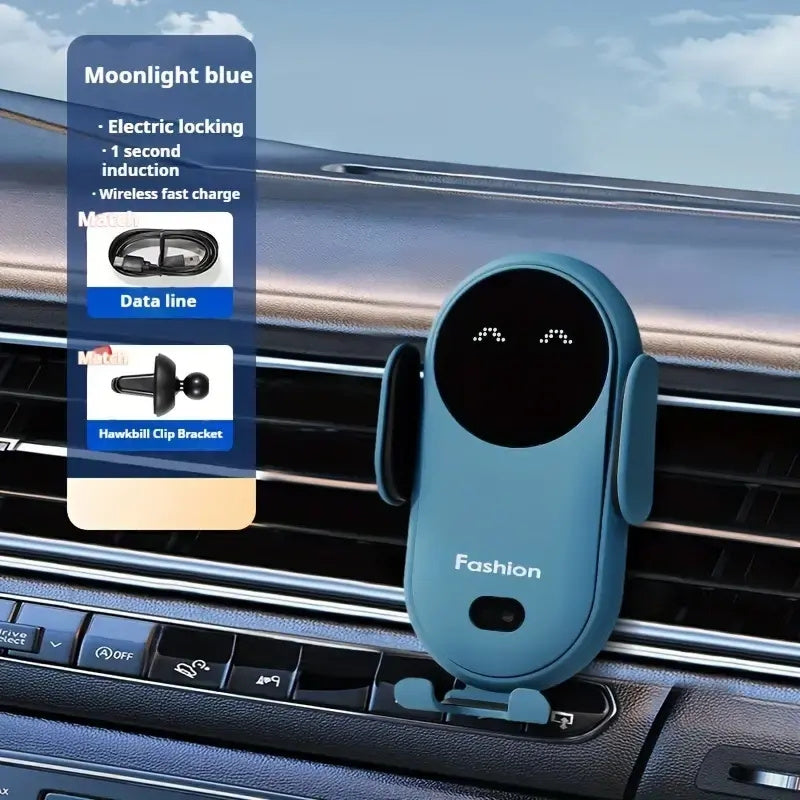 Fast Charging Wireless Car Charger - Automatic Clamping Phone Holder with Car Air Outlet Bracket