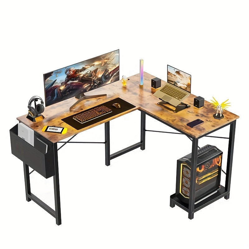 Versatile L-Shaped Desk- 49 Inches Reversible Design Desk With Storage And CPU Stand, Gamer-Friendly Workstation Desk For Bedroom, Modern Writing Desk, Work Desk For Home Office
