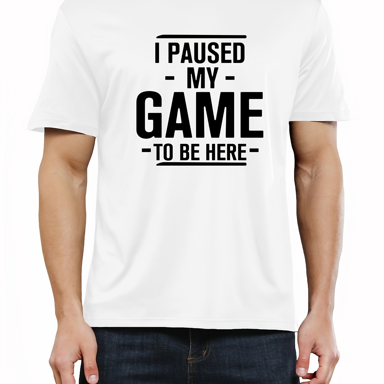 Unique Gamer Print Tee Shirt - Men's Casual Short Sleeve T-Shirts for Summer - Fun Gaming Humor Graphic Tee