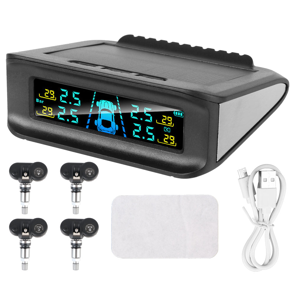 Sistema de monitoreo de presión de neumáticos con pantalla Digital de seguridad para coche, sistema de alarma de presión de neumáticos inalámbrico TPMS con energía Solar
