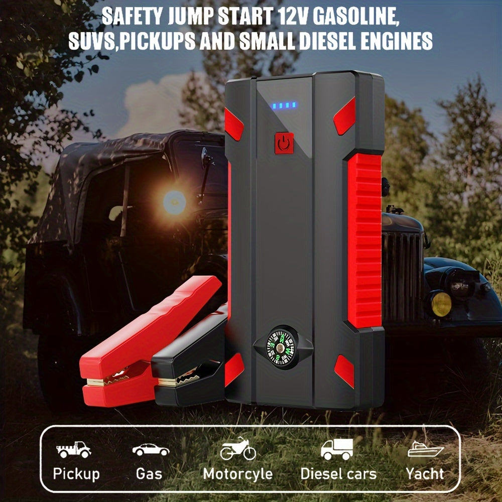 Portable Car Jump Starter - 12V 400A/600A Peak, 6000mAh/10000mAh Power Bank, Emergency Car Charger for 2.0L Gas Vehicles