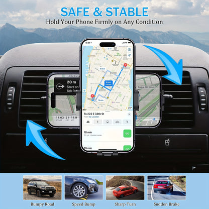 15W Rapid Wireless Car Charger, Automatic Clamping, Adjustable Phone Holder for Hands-Free Driving - Universal Compatibility with iPhone 15, 14, 13, 12, 11 Pro Max, Xs, Galaxy S24 Ultra, S23, S22, S21, S20, S10+