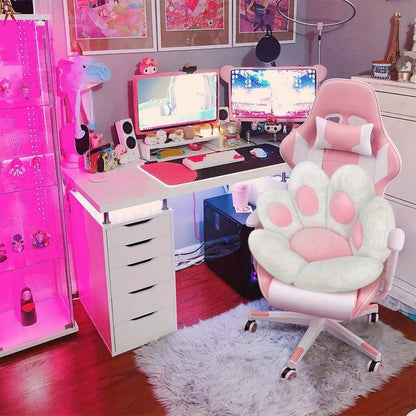 Cat Paw Cushion Chair Comfy Kawaii Shape Lazy Plush Pillow for Gamer Chair 28"x 24" Cozy Floor Cute Seat Kawaii for Girl Worker Gift, Dining Room Bedroom Decorate Black