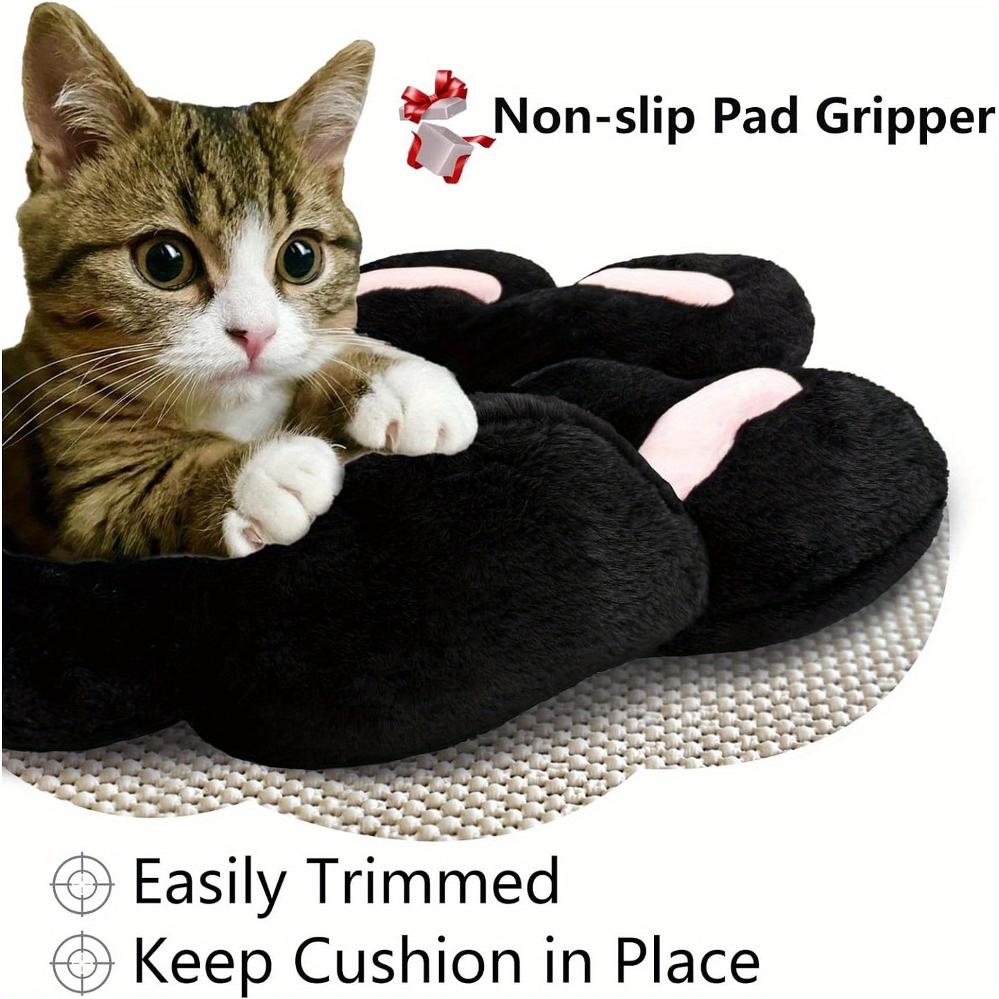 Cat Paw Cushion Chair Comfy Kawaii Shape Lazy Plush Pillow for Gamer Chair 28"x 24" Cozy Floor Cute Seat Kawaii for Girl Worker Gift, Dining Room Bedroom Decorate Black