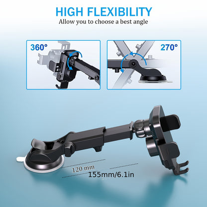 15W Rapid Wireless Car Charger, Automatic Clamping, Adjustable Phone Holder for Hands-Free Driving - Universal Compatibility with iPhone 15, 14, 13, 12, 11 Pro Max, Xs, Galaxy S24 Ultra, S23, S22, S21, S20, S10+