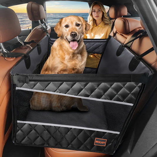 Large Dog Car Seat Extender with Waterproof Fabric - Spacious Back Seat Cover with Storage Pocket for Medium to Large Breeds, Pet Hammock for Cars/SUV/Truck (L) by MIXJOY