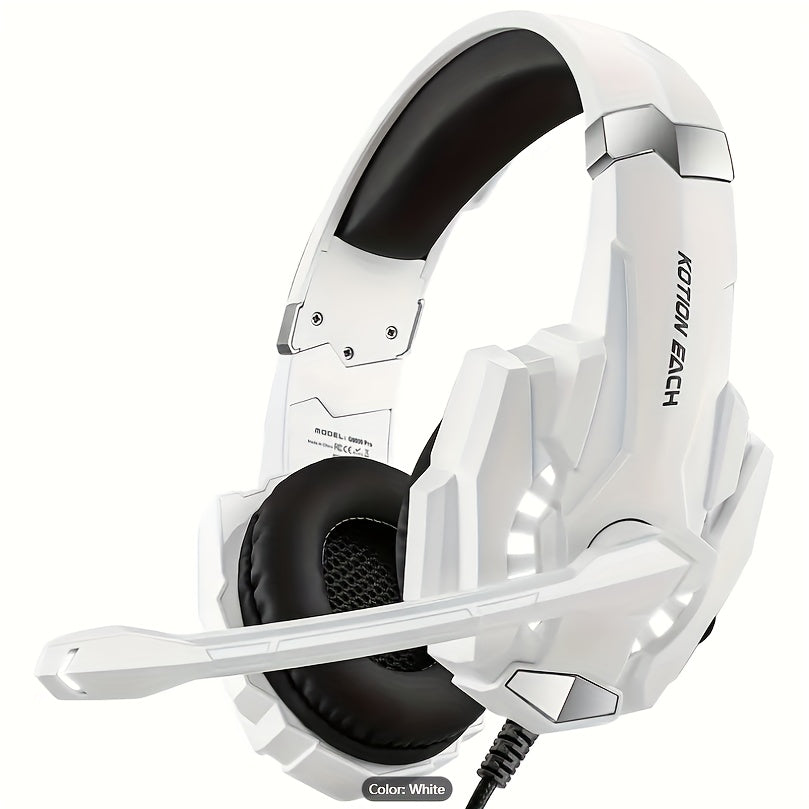 FUNINGEEK G9000 Gaming Headset with LED Lights & Microphone - Noise-Cancelling Surround Sound, Soft Memory Earmuffs for PC/PS5, Compatible with Xbox/XPS, Condenser Mic, Anime/Movie Gameplay, Tangle-Free Cable, Volume Control