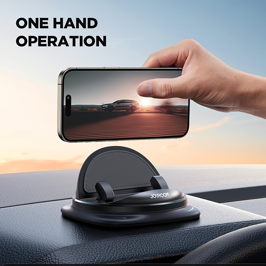 JOYROOM Car Phone Holder Mount - Rotatable Adjustable Dashboard/Dashboard///-Free, Non-Slip & ABS, Waterproof & Heat-Resistant, Spring-Loaded Grip, One-Touch Operation for iPhone/Samsung/Smartphones