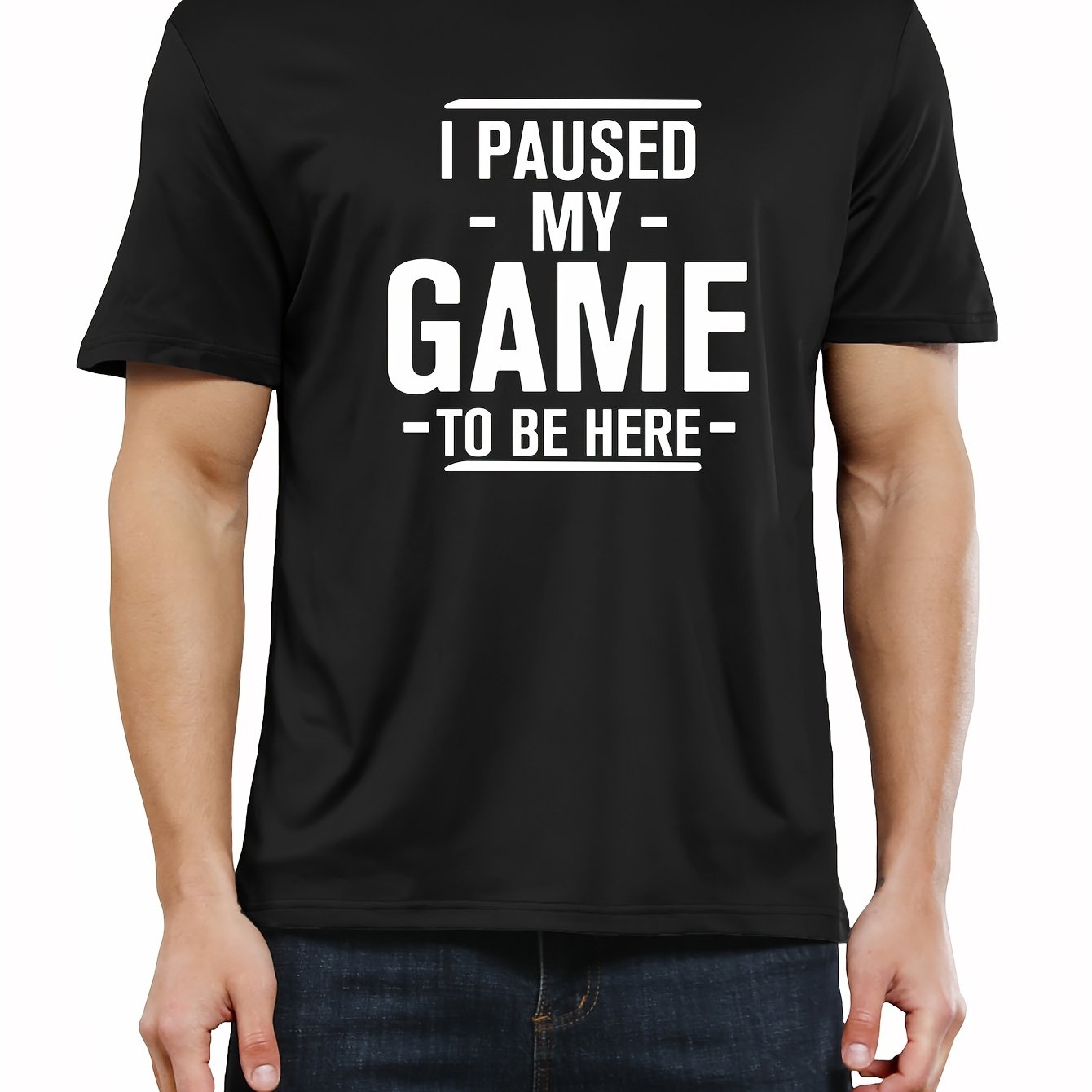 Unique Gamer Print Tee Shirt - Men's Casual Short Sleeve T-Shirts for Summer - Fun Gaming Humor Graphic Tee