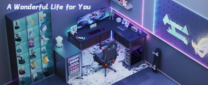 Versatile L-Shaped Desk- 49 Inches Reversible Design Desk With Storage And CPU Stand, Gamer-Friendly Workstation Desk For Bedroom, Modern Writing Desk, Work Desk For Home Office
