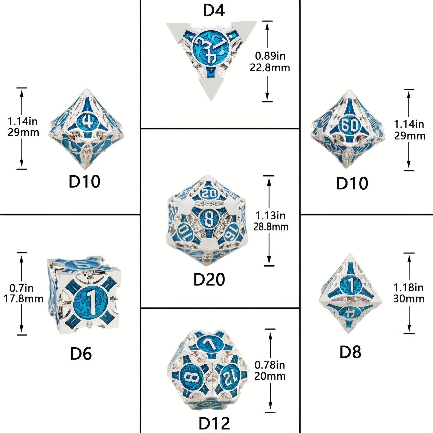 Ultimate RPG Experience: 7-Piece Stylish Metal Dice Set - Precision & Durability for Tabletop Games | Perfect Gamer Gift