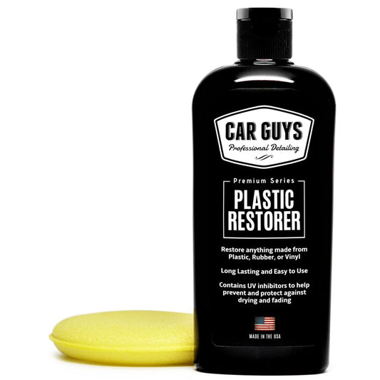Restaurador de plásticos de CarGuys, la solución definitiva para devolver la vida a la goma, el vinilo y el plástico, kit de 8 onzas