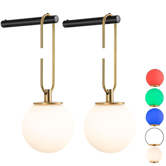 uego de 2 apliques de pared que funcionan con baterías, regulables, funciona con control remoto, lámpara de pared interior sin cableado para dormitorio, moderna de mediados de siglo