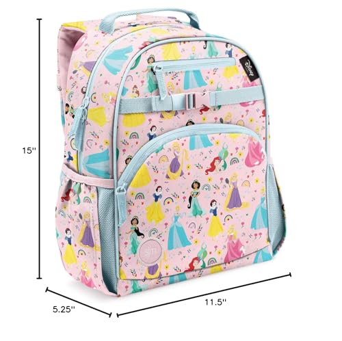 Simple Modern Mochila mediana de Disney para niños y niñas escolares | Mochila infantil de jardín de infantes | Colección Fletcher | Niños - 15 pulgadas de alto | Arcoiris princesa