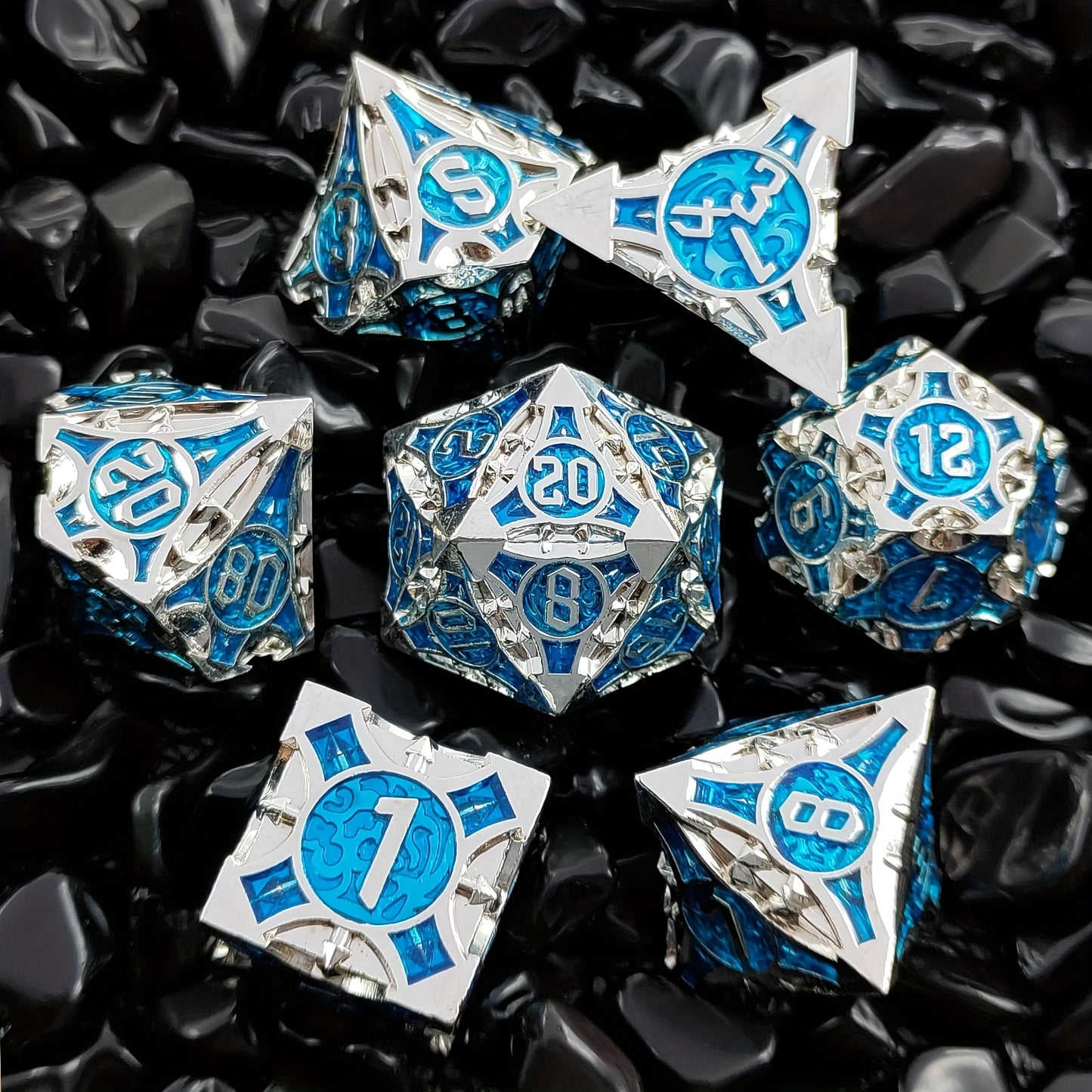 Ultimate RPG Experience: 7-Piece Stylish Metal Dice Set - Precision & Durability for Tabletop Games | Perfect Gamer Gift