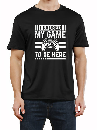 Unique Gamer Print Tee Shirt - Men's Casual Short Sleeve T-Shirts for Summer - Fun Gaming Humor Graphic Tee