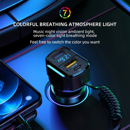 65W 3-port USB PD Fast Car Charger (K4) QC3.1 Type C 3-in-1 Car Charger 2 USB Charging Ports + 1 Type C Fast Charging Micro Usb Type C