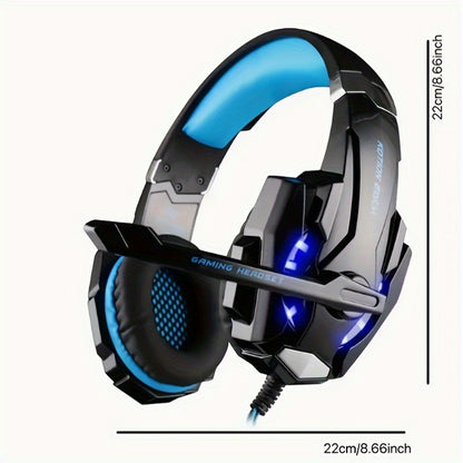 FUNINGEEK G9000 Gaming Headset with LED Lights & Microphone - Noise-Cancelling Surround Sound, Soft Memory Earmuffs for PC/PS5, Compatible with Xbox/XPS, Condenser Mic, Anime/Movie Gameplay, Tangle-Free Cable, Volume Control