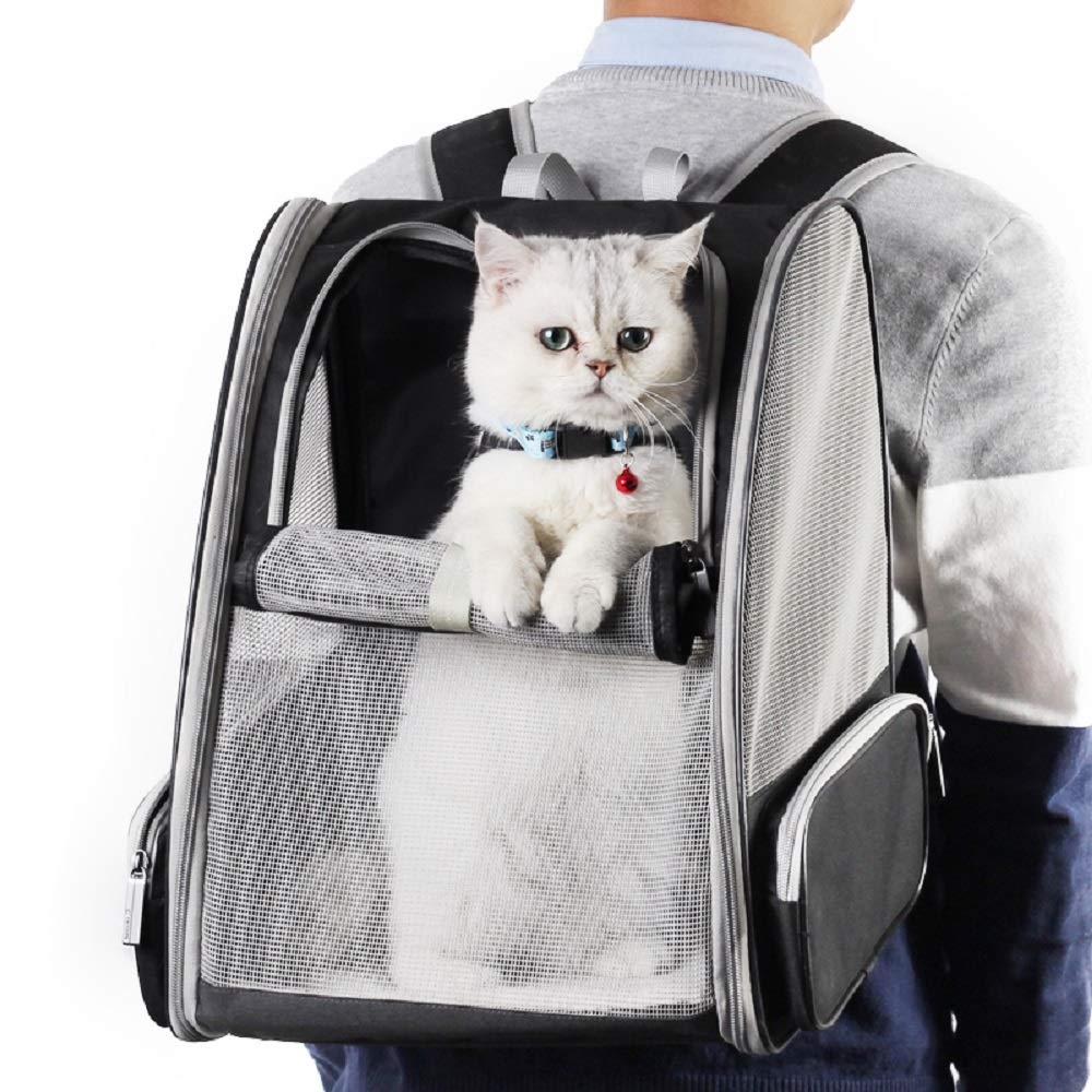 Texsens Innovadora mochila de burbujas Traveler para gatos y perros (negro)