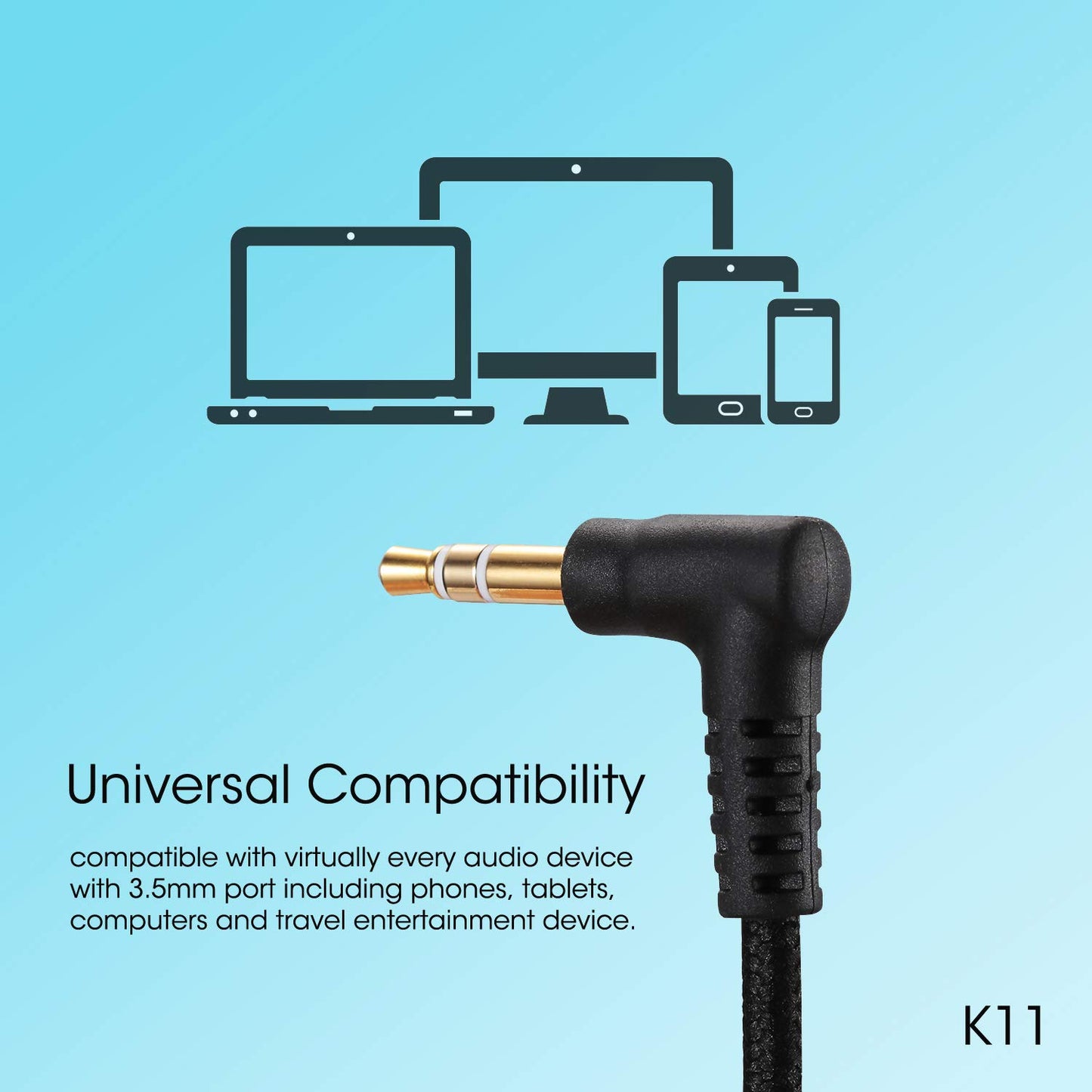 noot products Auriculares para niños K11 plegables estéreo sin enredos de 5 pies de largo cable de 0.138 in Jack Plug in Ear Auriculares con cable para iPad/Amazon Kindle, fuego/niñas/escuela/portátil/viajes/avión/tableta (negro)