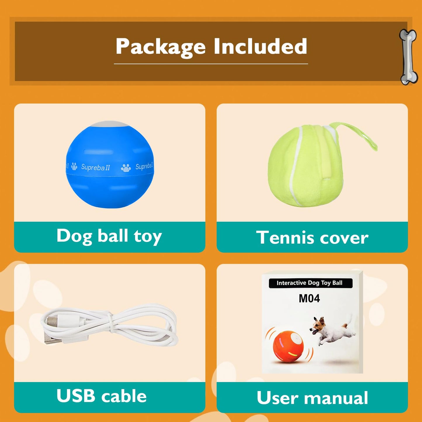 PetDroid Interactive Dog Toys Dog Ball,[2025 Newly Upgraded] Durable Motion Activated Automatic Rolling Ball Toys for/Small/Medium/Large Dogs,USB Rechargeable(Blue)