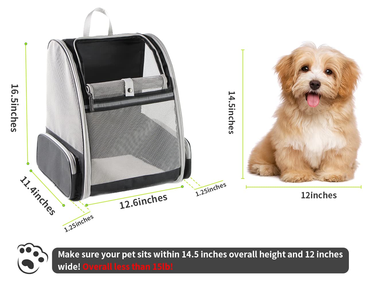 Texsens Innovadora mochila de burbujas Traveler para gatos y perros (negro)