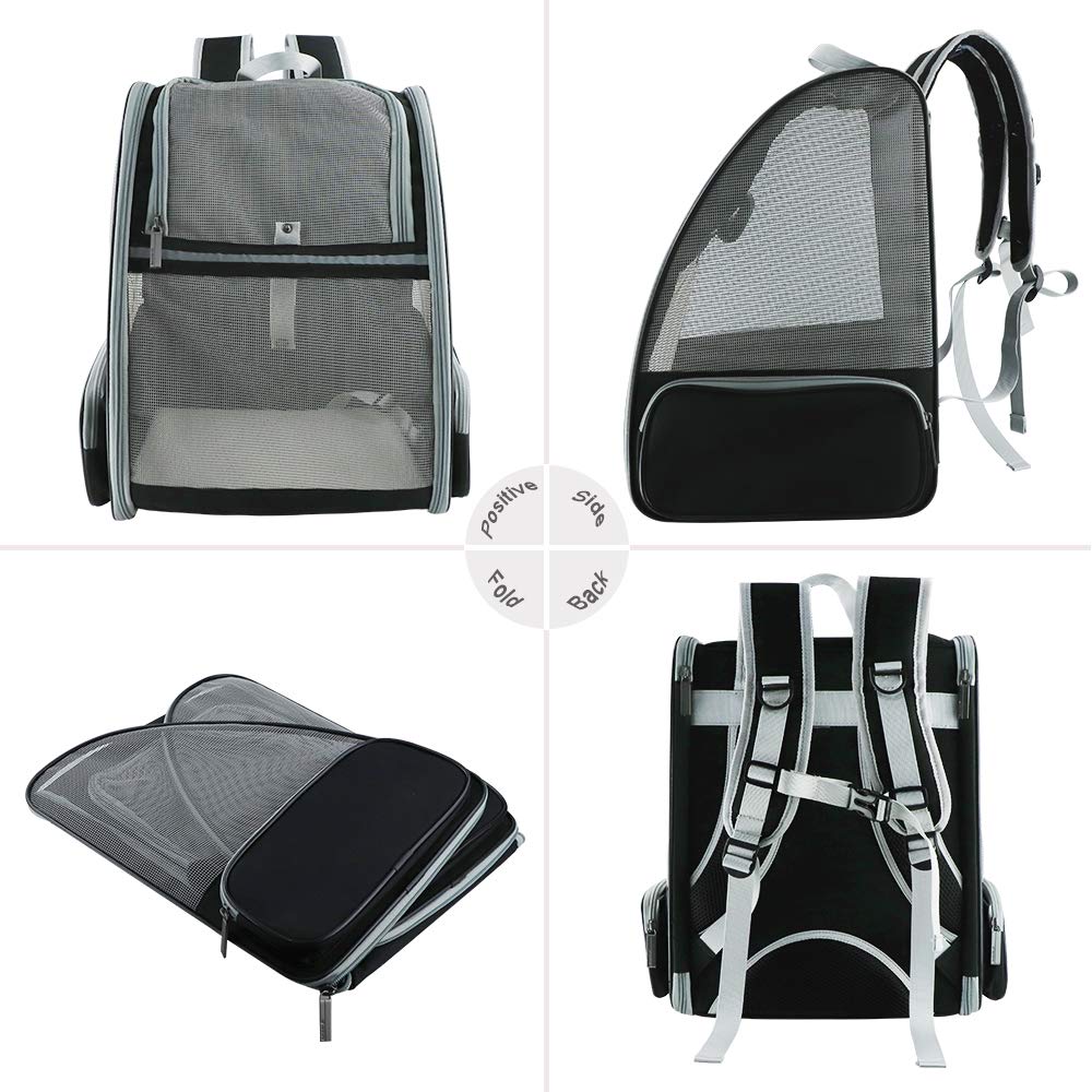 Texsens Innovadora mochila de burbujas Traveler para gatos y perros (negro)