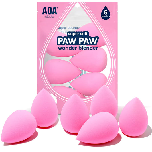 AOA Studio Juego de 6 esponjas de maquillaje sin látex y alta definición Set de 6 maquillaje Wonder Blender para polvo crema y líquido, Super Soft Wonder Beauty Cosmetic