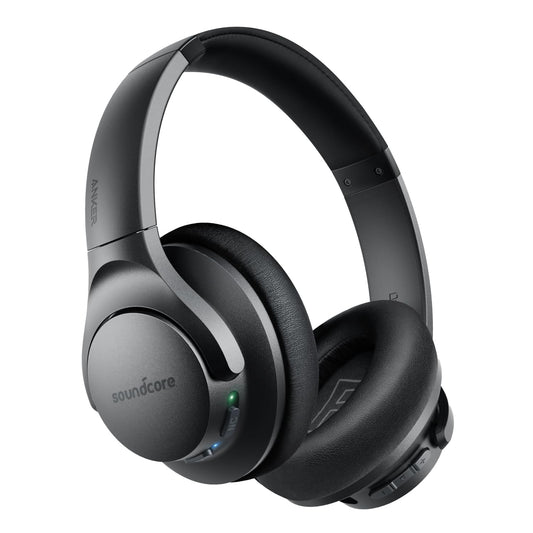 Soundcore Anker Life Q20 Auriculares híbridos con cancelación activa de ruido, auriculares inalámbricos Bluetooth sobre la oreja, tiempo de reproducción de 70 horas, audio de alta resolución