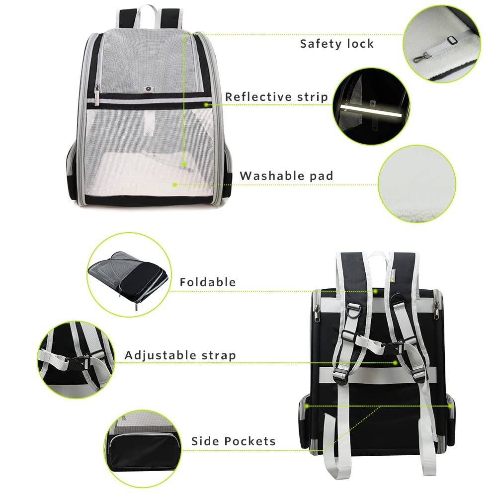 Texsens Innovadora mochila de burbujas Traveler para gatos y perros (negro)