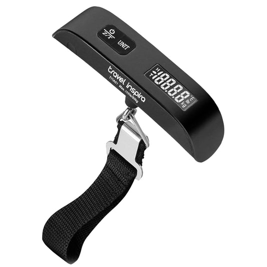 Travel inspira Báscula de equipaje, báscula digital portátil para equipaje colgante para viajes, báscula de peso de maleta con pintura de goma, 110 libras, batería incluida