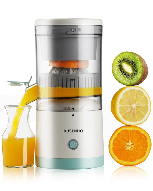 Exprimidor eléctrico recargable – Máquinas de cítricos con USB y cepillo de limpieza portátil para naranja, limón, pomelo blanco + verde 9.4 x 4.4 x 5.4 pulgadas